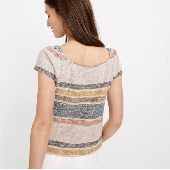 Madewell 100% Cotton Stripe Button Front Square Neck Top - Picture 9 of 9